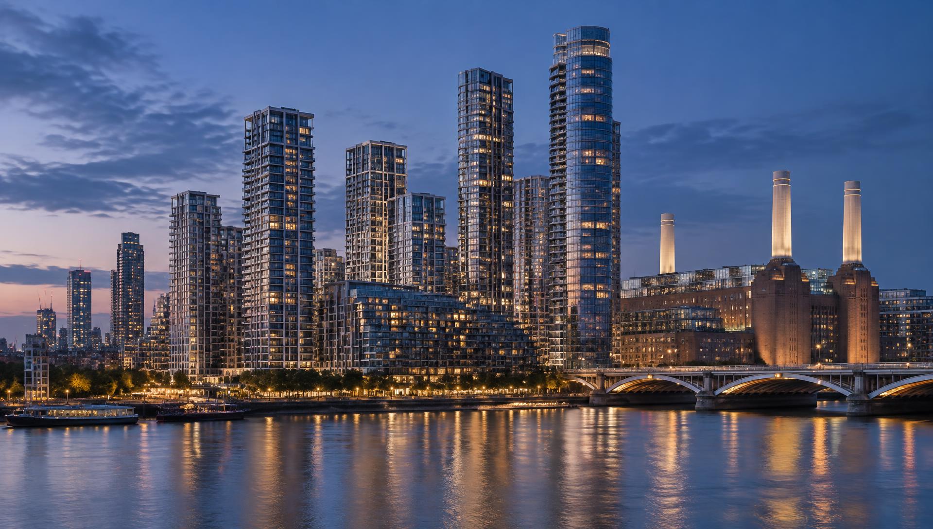 Battersea Power Station and Nine Elms residential skyline